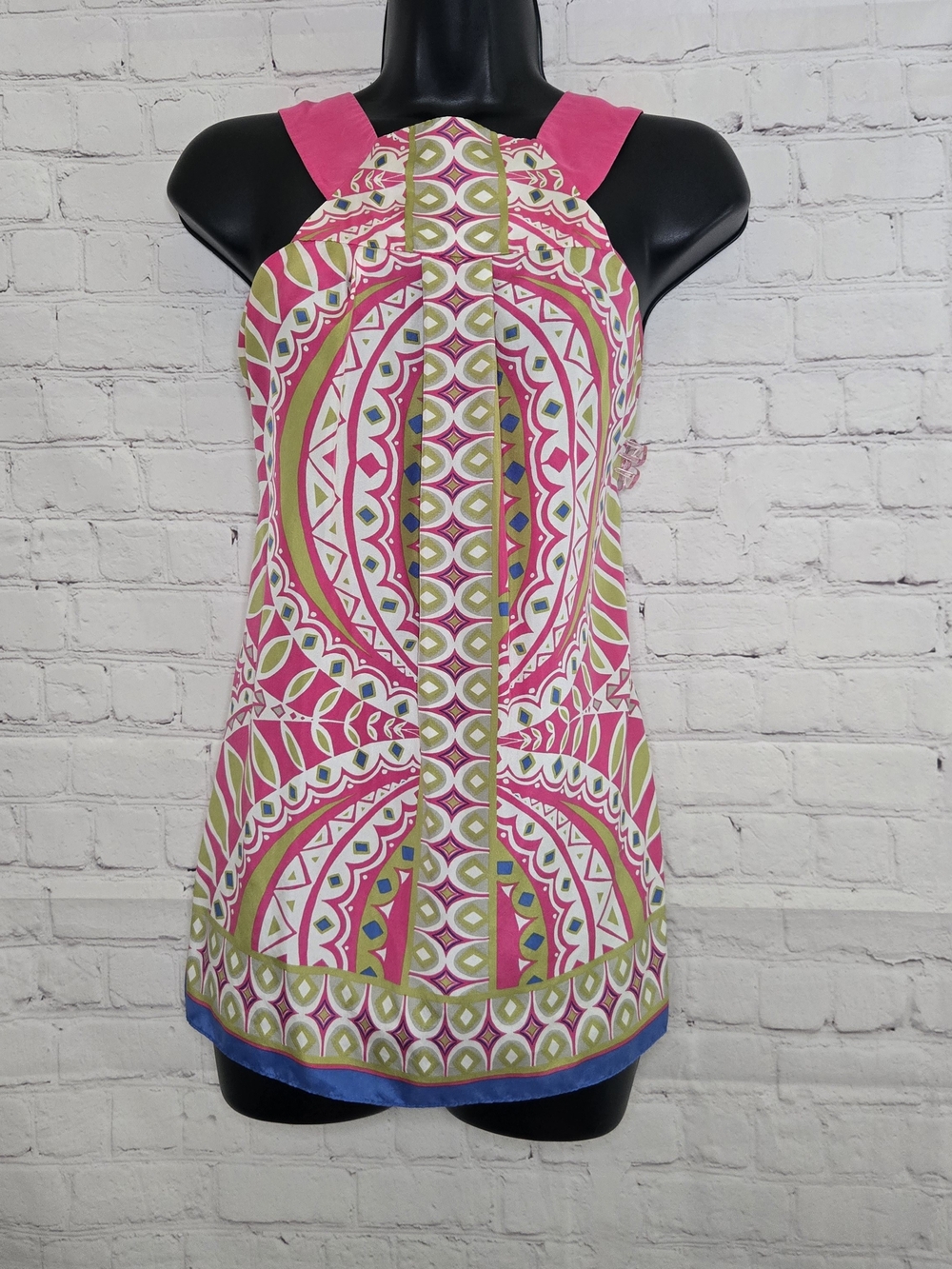 Banana Republic Y2K Silk Tank Top Sz M Preppy  Bright Colorful Ibiza